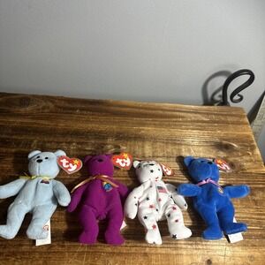 lot of 4 McDonalds Teenie Beanie Babies  Bears‎ w/Tags 1993/1999/2004